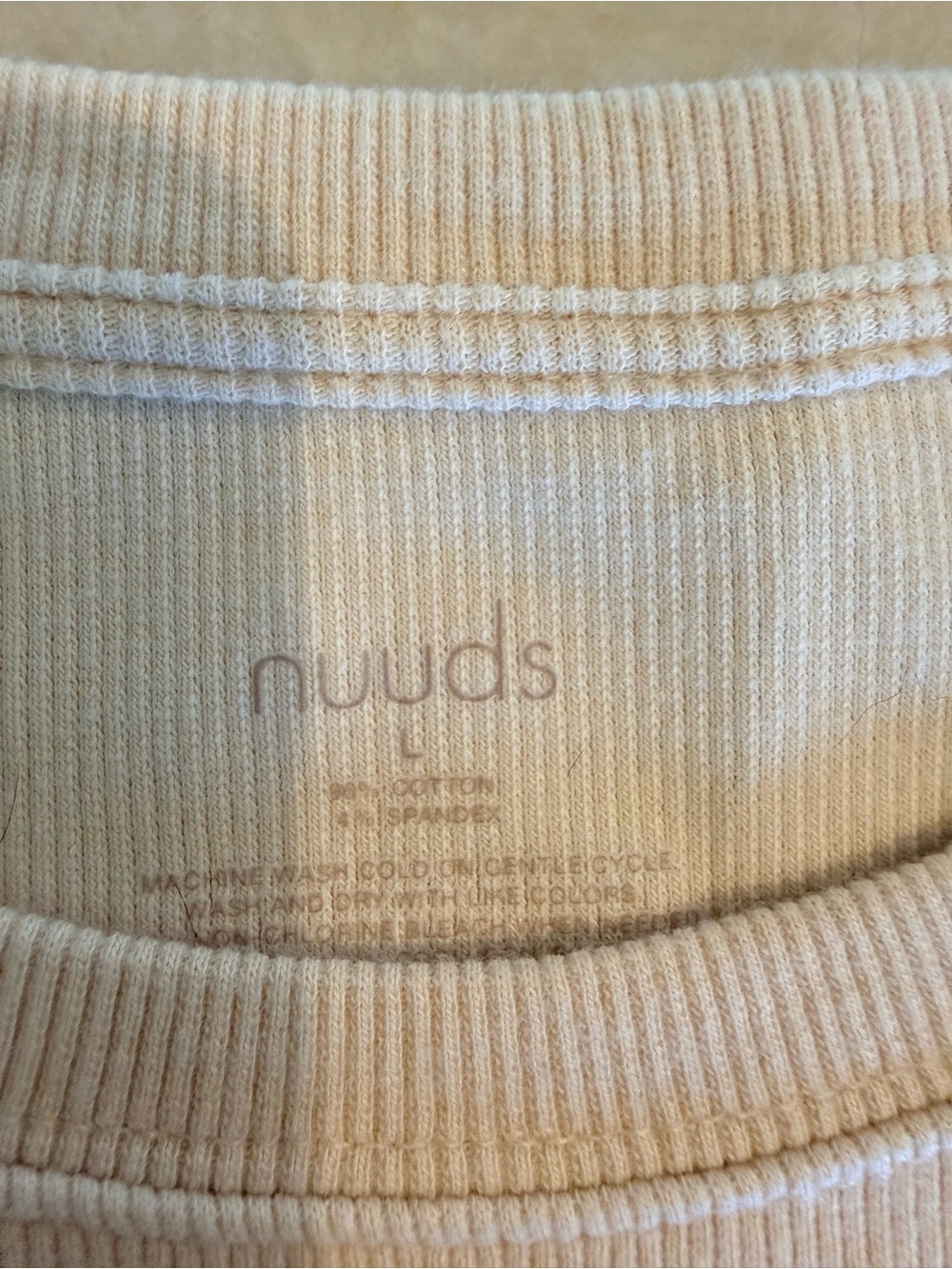 nuuds Ribbed Crewneck long sleeve  Bodysuit in Beige